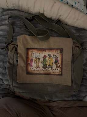 Vintage Addiction We Are All Different Upcycled Canvas Military Tent Messenger B